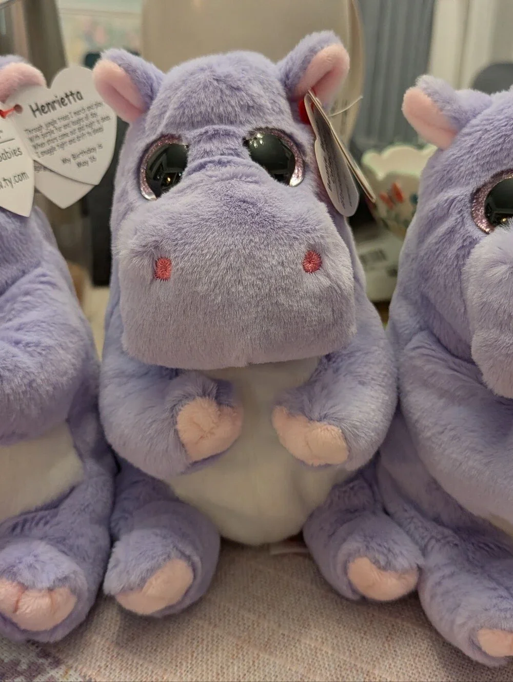 Ty Purple and Pink Hippo Plush - Cute Lilac Beanie Buddy